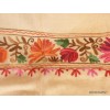 Châle femme laine beige rosé brodé fils Pashminas laine et broderies CBP19