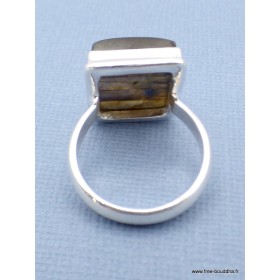 Bague Labradorite multi-feux rectangulaire Taille 60 Bijoux en Labradorite XV87.6