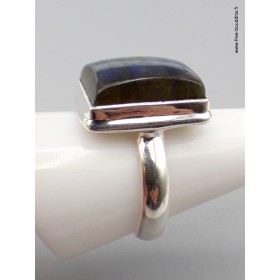 Bague Labradorite multi-feux rectangulaire Taille 60 Bijoux en Labradorite XV87.6