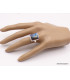 Bague Labradorite multi-feux rectangulaire Taille 60 Bijoux en Labradorite XV87.6