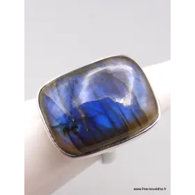 Bague Labradorite bleue rectangulaire Taille 55 - Bijoux en Labradorite Bleue