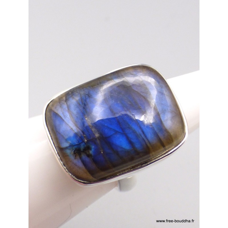 Bague Labradorite bleue rectangulaire Taille 55 Bagues pierres naturelles XV87.7