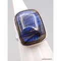 Bague Labradorite bleue rectangulaire Taille 55 Bijoux en Labradorite Bleue XV87.7