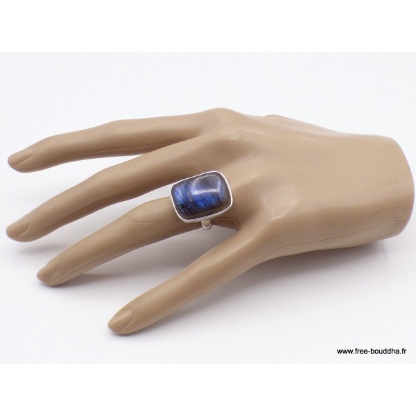 Bague Labradorite bleue rectangulaire Taille 55 Bijoux en Labradorite Bleue XV87.7