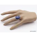 Bague Labradorite bleue rectangulaire Taille 55 - Bijoux en Labradorite Bleue