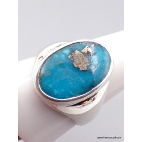 Chevalière Homme Turquoise avec pyrite Taille 66 Bagues pierres naturelles XV94