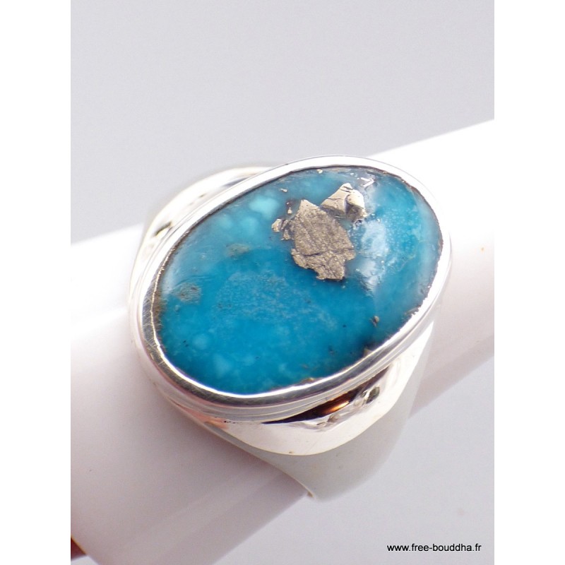 Chevalière Homme Turquoise avec pyrite Taille 66 Bagues pierres naturelles XV94