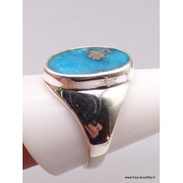 Chevalière Homme Turquoise avec pyrite Taille 66 Bagues pierres naturelles XV94