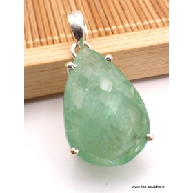 Pendentif Fluorite verte facettée forme goutte Pendentifs pierres naturelles PAC20.2