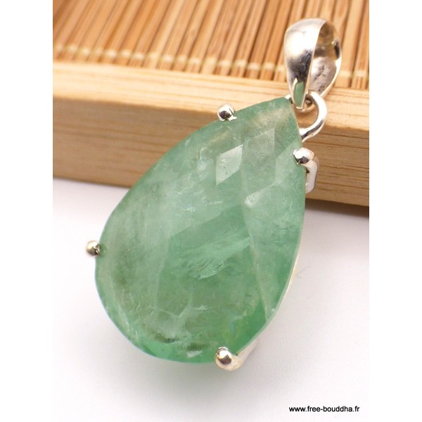 Pendentif Fluorite verte facettée forme goutte Pendentifs pierres naturelles PAC20.2