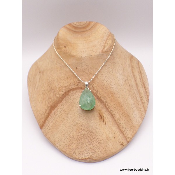Pendentif Fluorite verte facettée forme goutte Pendentifs pierres naturelles PAC20.2