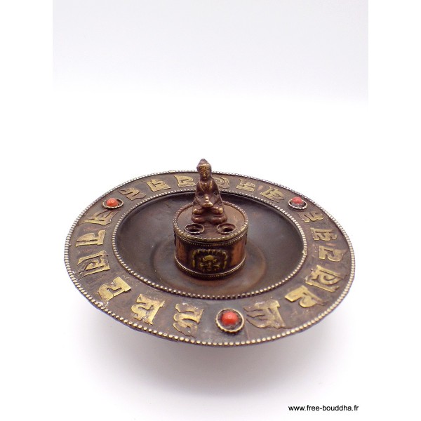 Porte-encens tibétain Bouddha et mantra Encens tibétains, accessoires 3034.1