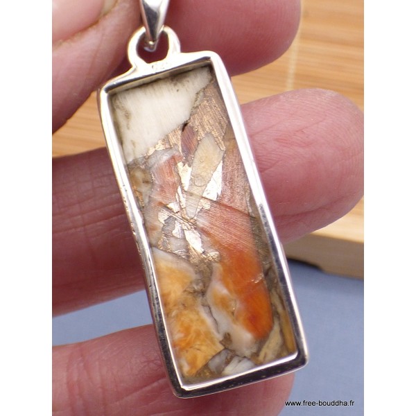 Pendentif Coquille d'huître épineuse rectangulaire Pendentifs pierres naturelles XV104