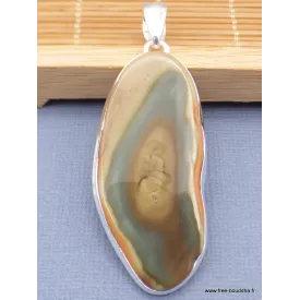 Grand pendentif Jaspe Impérial kaki ocre - Pendentifs pierres naturelles