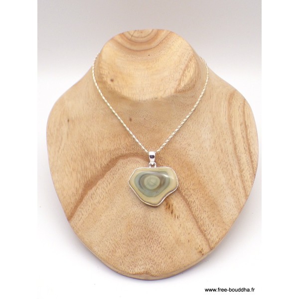 Pendentif Jaspe impérial asymétrique kaki jaune pâle Pendentifs pierres naturelles XV16.5