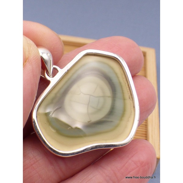 Pendentif Jaspe impérial asymétrique kaki jaune pâle Pendentifs pierres naturelles XV16.5