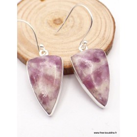 Boucles d'oreilles Tourmaline rose sur quartz triangulaires Bijoux en Tourmaline Rose XV106