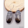 Boucles d'oreilles Agate noire à bandes facettées ovales Bijoux en Agate XV107.1