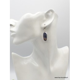 Boucles d'oreilles Agate noire à bandes facettées ovales Bijoux en Agate XV107.1