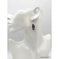 Boucles d'oreilles Agate noire à bandes facettées ovales - Bijoux en Agate