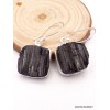 Boucles d'oreilles Tourmaline noire carrées Bijoux en Tourmaline Noire PAC27.2