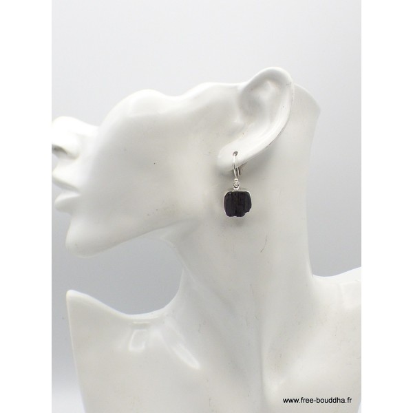 Boucles d'oreilles Tourmaline noire carrées Bijoux en Tourmaline Noire PAC27.2