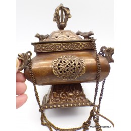 Brûleur d'encens tibétain antique pagode encensoir Brûleurs et porte-encens ANT4060