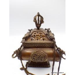 Brûleur d'encens tibétain antique pagode encensoir Brûleurs et porte-encens ANT4060