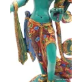 Statue bouddhiste Tara verte sur pied 30 cm - Artisanat Tibétain - Statuettes bouddhistes tibétaines artisanales