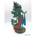 Statue bouddhiste Tara verte sur pied 30 cm - Artisanat Tibétain - Statuettes bouddhistes tibétaines artisanales