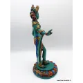 Statue bouddhiste Tara verte sur pied 30 cm - Artisanat Tibétain - Statuettes bouddhistes tibétaines artisanales