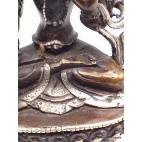 Statuette bouddhiste Tara blanche Cuivre et aluminium 15 CM - Artisanat Tibétain - Statuettes bouddhistes tibétaines artisanales