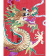 Tenture murale Dragons en soie épaisse rouge Tentures tibétaines Bouddha TENDRA3