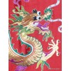 Tenture murale Dragons en soie épaisse rouge Tentures tibétaines Bouddha TENDRA3