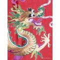 Tenture murale Dragons en soie épaisse rouge - Tentures bouddhistes