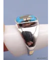 Chevalière pour Homme en Turquoise avec pyrite taille 67 - Bagues pierres naturelles