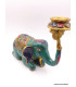Statue Eléphant en laiton serti de pierres naturelles 2,6 kg Statuettes Bouddhistes STAEL