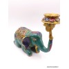 Statue Eléphant en laiton serti de pierres naturelles 2,6 kg Statuettes Bouddhistes STAEL