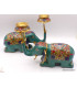 Statue Eléphant en laiton serti de pierres naturelles 2,6 kg Statuettes Bouddhistes STAEL