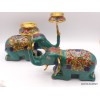 Statue Eléphant en laiton serti de pierres naturelles 2,6 kg Statuettes Bouddhistes STAEL