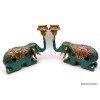 Statue Eléphant en laiton serti de pierres naturelles 2,6 kg Statuettes Bouddhistes STAEL