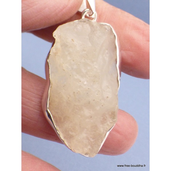 Verre de Lybie pendentif asymétrique argent 925 Pendentifs pierres naturelles PAC50.3