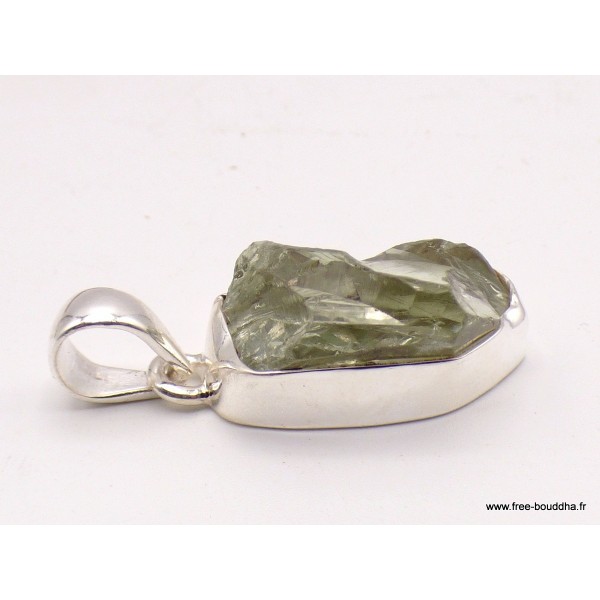 Pendentif argent Améthyste verte brute serti clos Pendentifs pierres naturelles PAC69.2