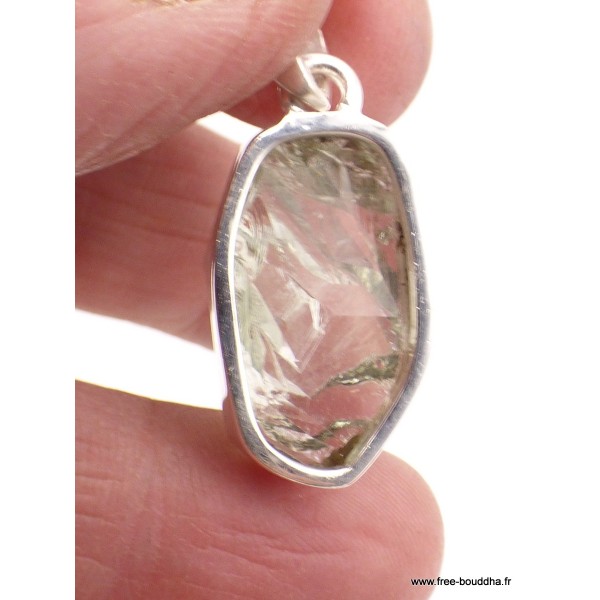 Pendentif argent Améthyste verte brute serti clos Pendentifs pierres naturelles PAC69.2