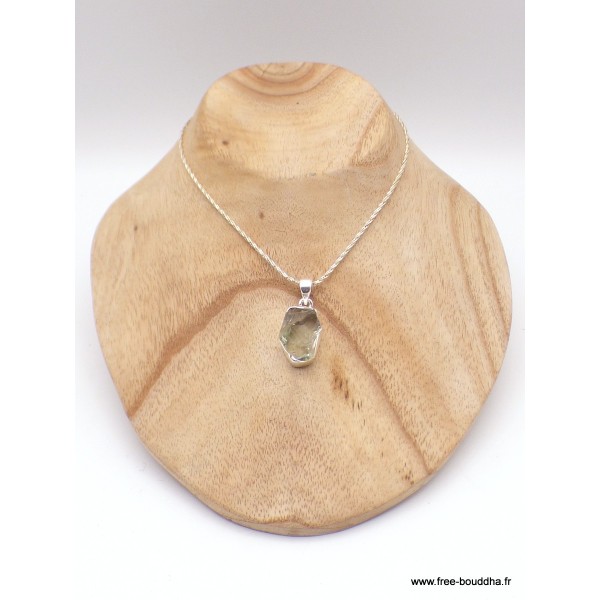 Pendentif argent Améthyste verte brute serti clos Pendentifs pierres naturelles PAC69.2