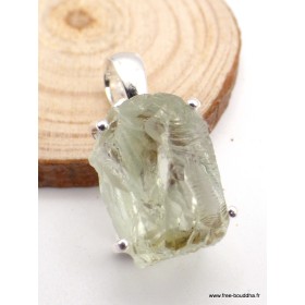 Pendentif argent Améthyste verte brute serti griffes Pendentifs pierres naturelles PAC69.3
