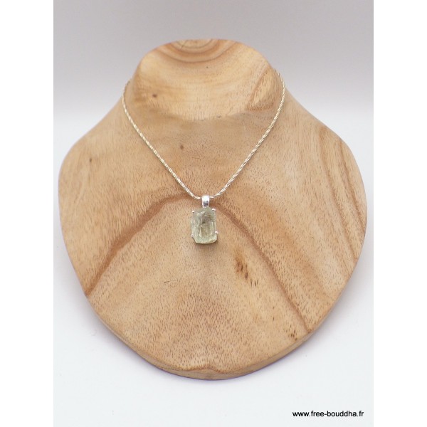 Pendentif argent Améthyste verte brute serti griffes Pendentifs pierres naturelles PAC69.3