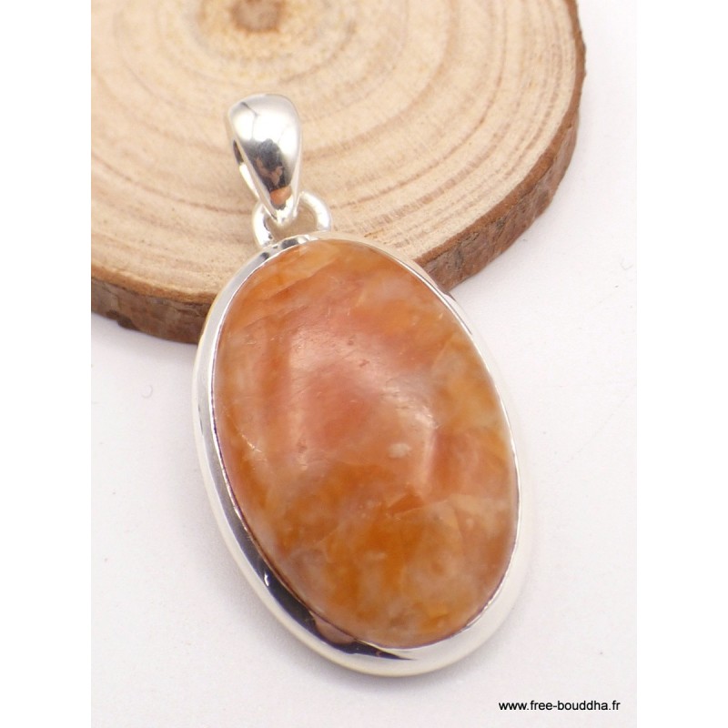 Pendentif Calcite Orange forme ovale Pendentifs pierres naturelles PAC55.2