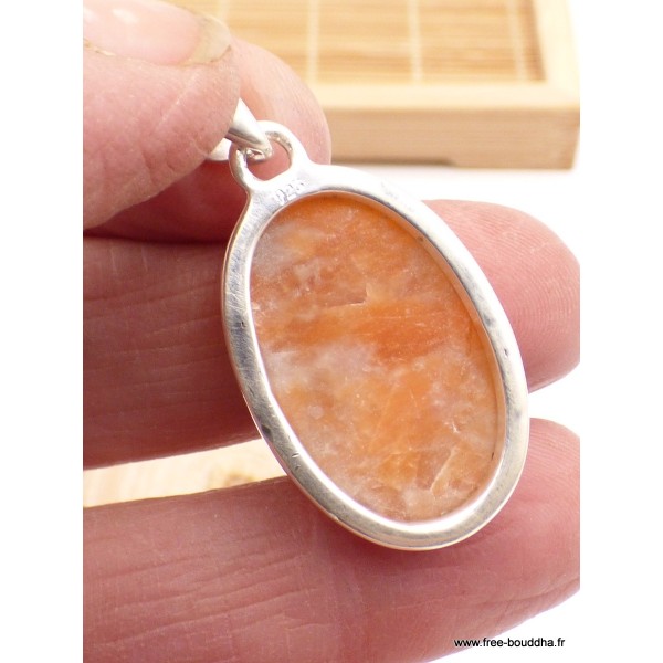Pendentif Calcite Orange forme ovale Pendentifs pierres naturelles PAC55.2