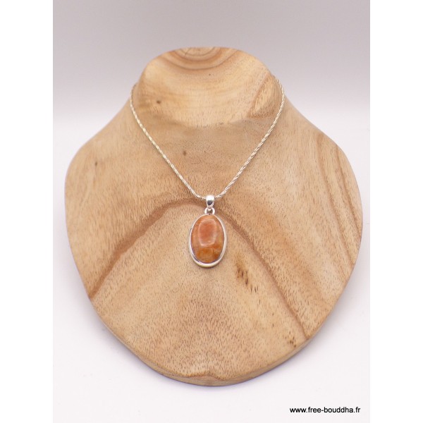 Pendentif Calcite Orange forme ovale Pendentifs pierres naturelles PAC55.2